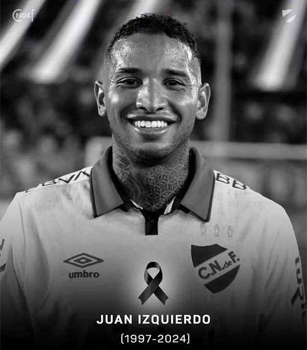 CLB Nacional đăng ảnh cùng thông báo hậu vệ Juan Izquierdo qua đời hôm 27/8. Ảnh: X Nacional