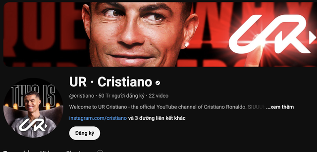 Kênh YouTube của Ronaldo chính thức chạm mốc 50 triệu người đăng ký chỉ hơn 7 ngày ra mắt