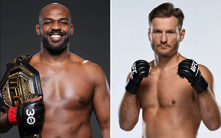 Jon Jones (trái) có thể đấu Stipe Miocic