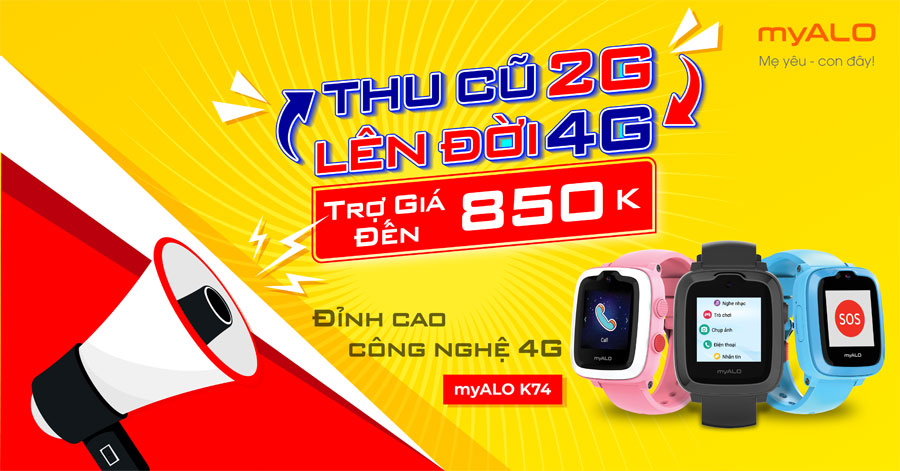 myALO hỗ trợ đến 850,000đ khi chuyển đổi đồng hồ định vị trẻ em 2G lên 4G