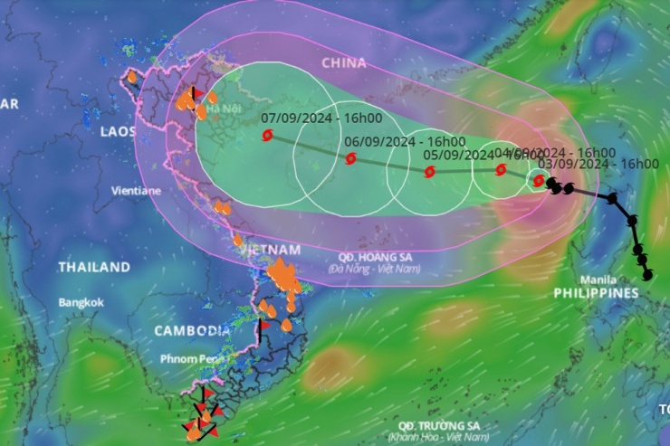 Bão Yagi tăng cường mạnh mẽ, không loại trừ khả năng đạt cấp siêu bão