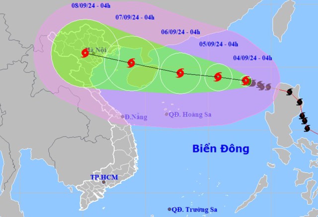 Bão số 3 mạnh cấp 14, giật cấp 17, di chuyển vào Vịnh Bắc Bộ