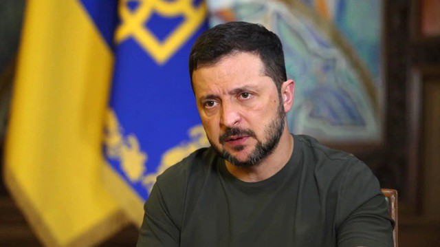 Tổng thống Ukraine Volodymyr Zelensky trong cuộc phỏng vấn độc quyền được đài NBC News phát sóng hôm 3-9 - Ảnh: NBC NEWS