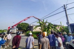 Gãy cần bơm bê tông ở Nam Định, 1 công nhân tử vong tại chỗ
