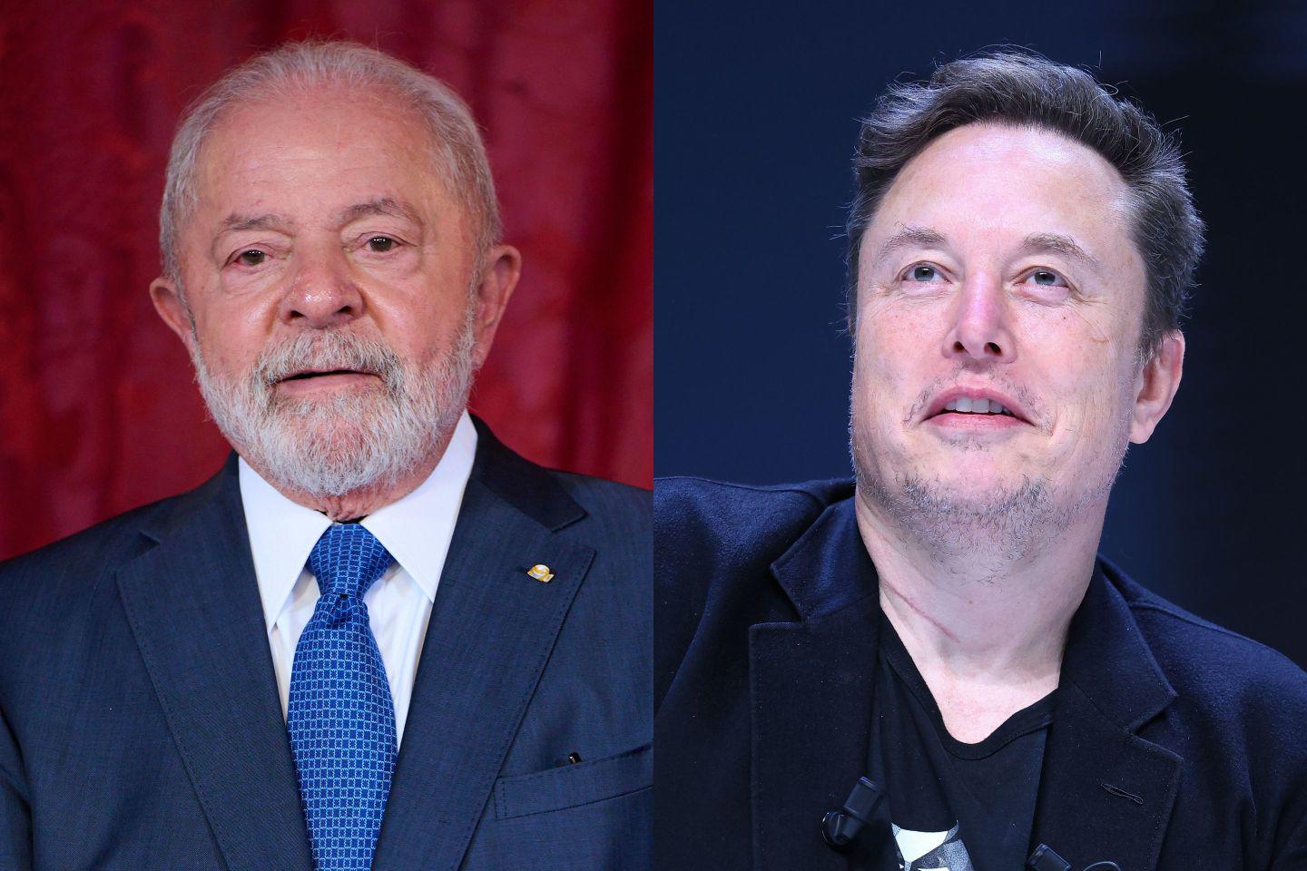 Tổng thống Brazil&nbsp;Luiz Inácio Lula da Silva (trái) và tỷ phú Elon Musk. Ảnh: Carlos Alvarez (trái), Marc Piasecki (phải)/Getty Images.