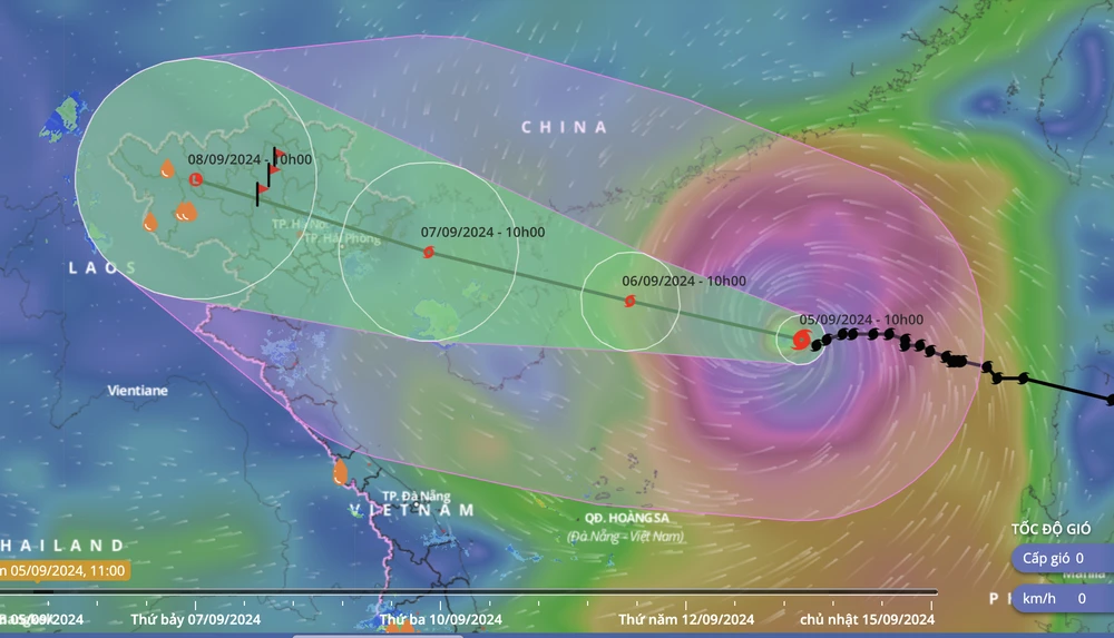 Dự báo đường đi của siêu bão số 3. Ảnh: VNDMS