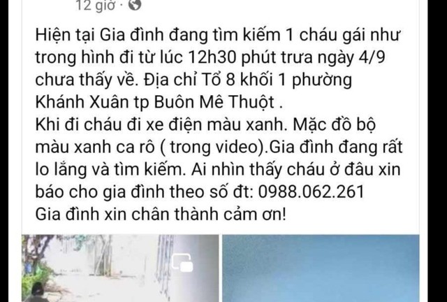 Gia đình chị H. đăng tải thông tin tìm kiếm con gái