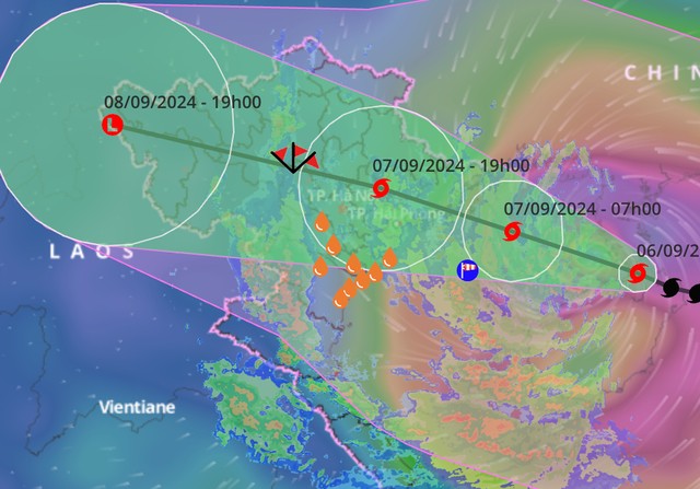 Dự báo vị trí và hướng di chuyển của bão số 3. Nguồn: Hệ thống giám sát thiên tai