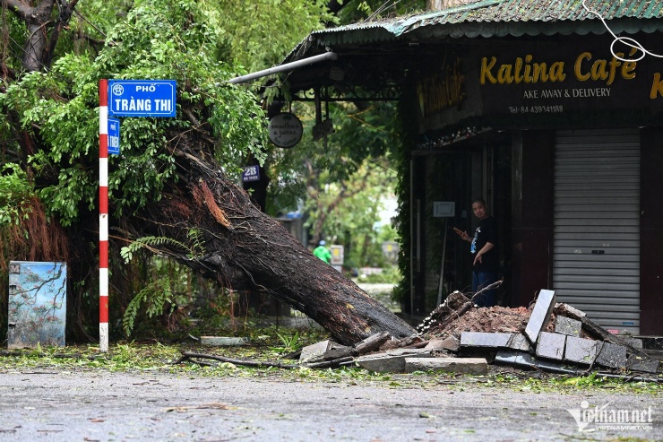 Hà Nội ngổn ngang cây đổ sau bão Yagi, phố đi bộ quanh Hồ Hoàn Kiếm tạm dừng hoạt động