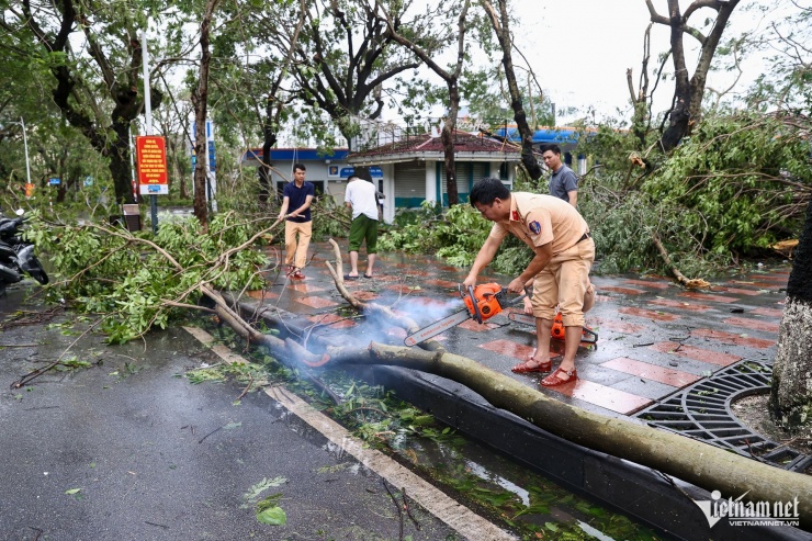 Bão Yagi tàn phá Hải Phòng: Đường phố ngập úng, giao thông ách tắc