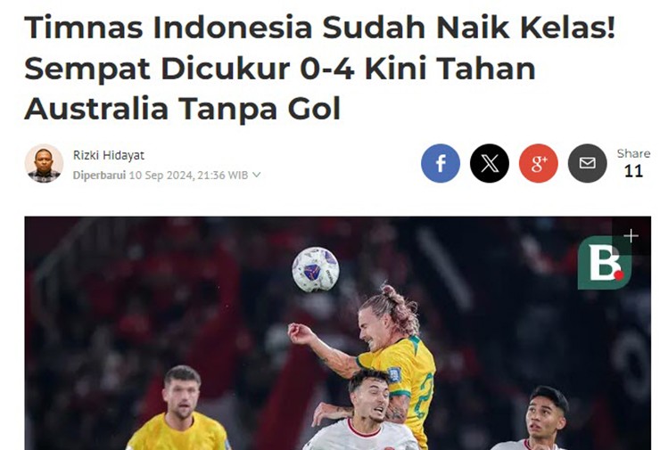 Tờ Bola: "Tuyển Indonesia đã vươn tầm đẳng cấp! Chúng ta từng thua Australia 0-4 chỉ cách đây không lâu"