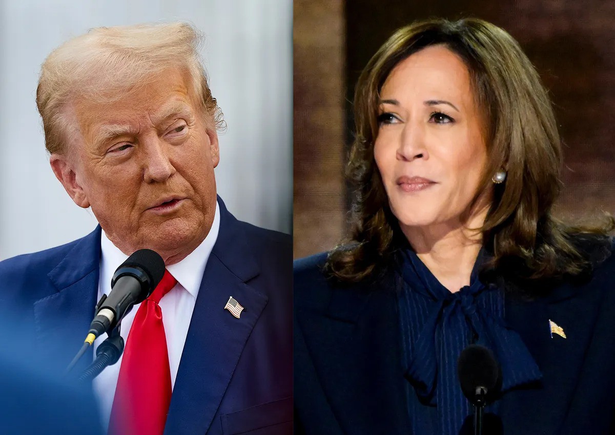 Ông Trump và bà Harris. Ảnh: Bloomberg