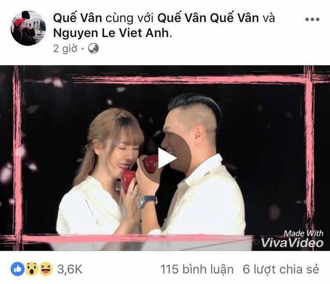 Sau đó, Quế Vân mới đăng clip cho thấy cô và Việt Anh tạo dáng chụp ảnh thân mật với nhau. Rồi nam diễn viên cũng xin lỗi vợ, giải thích rằng “có những việc đôi lúc không chia sẻ ngay được”.