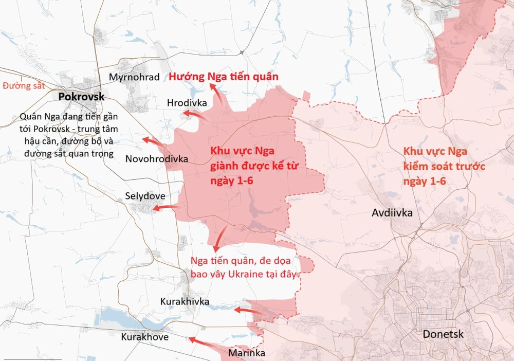 Đà tiến quân của Nga ở miền đông Ukraine tính đến ngày 8-9. Nguồn: THE NEW YORK TIMES. Việt hóa: ĐỨC HIỀN