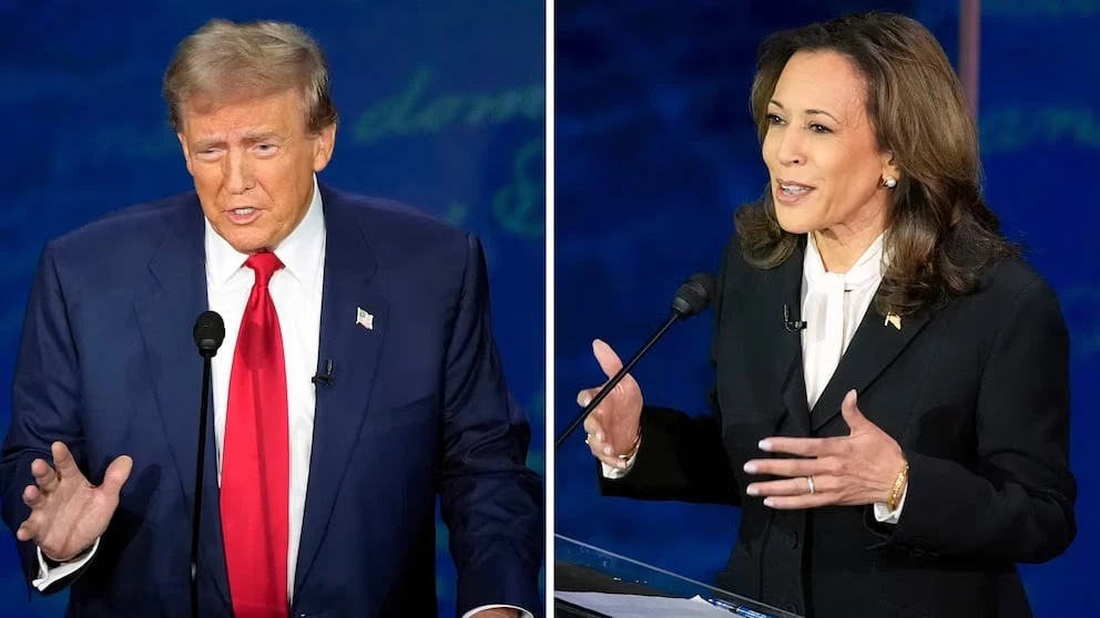 Cựu Tổng thống Mỹ Donald Trump và Phó Tổng thống Mỹ Kamala Harris trong phiên tranh luận ngày 10-9 ở bang Pennsylvania (Mỹ). Ảnh: ABC NEWS