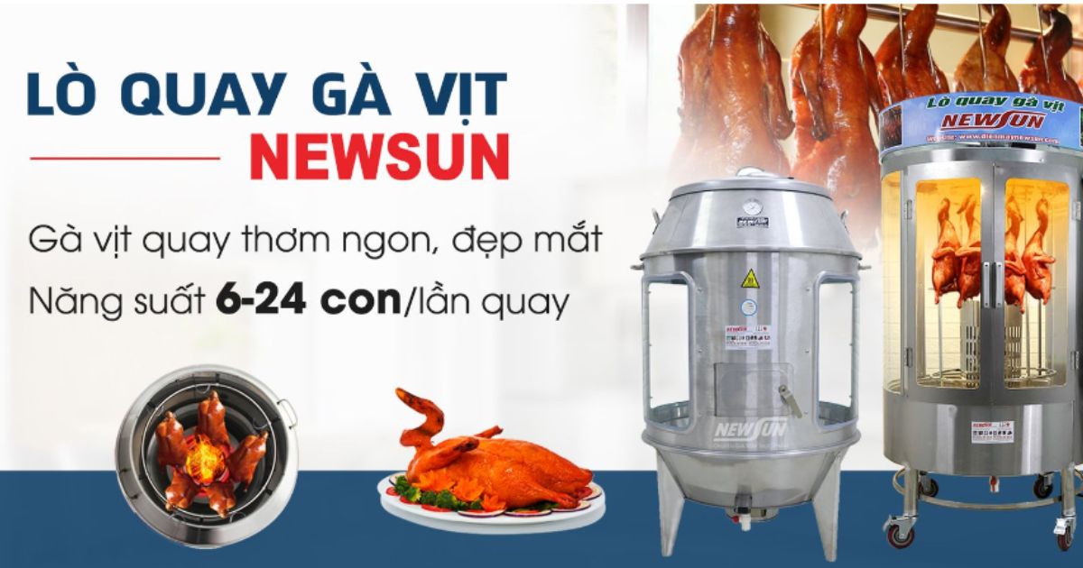 Lò quay gà vịt được sử dụng rộng rãi tại nhà hàng, quán ăn, cơ sở kinh doanh vịt nướng