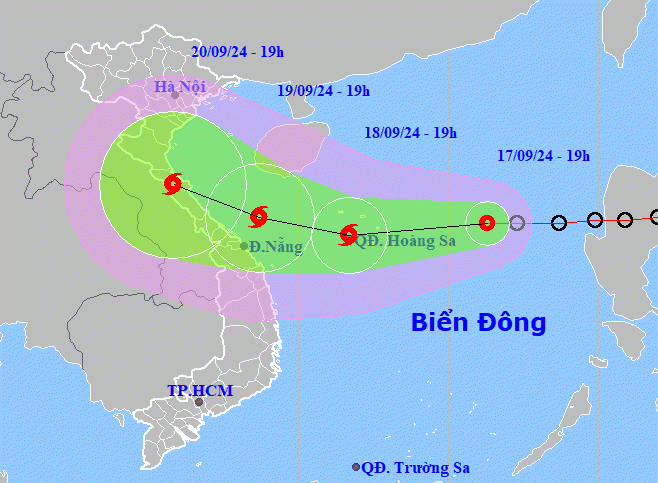 Bão số 4 tiến rất nhanh, dự báo đất liền Trung Trung Bộ chịu mưa lớn từ chiều tối mai