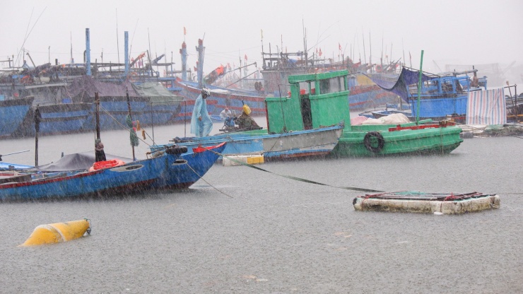 Ngư dân Đà Nẵng tất bật chạy bão số 4, chằng kéo tàu thuyền vào nơi an toàn