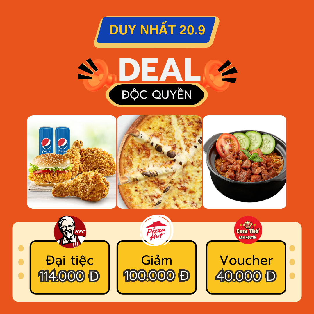 Thực đơn thịnh soạn của Ngày hội ShopeeFood 20.9 quy tụ các món ăn hấp dẫn từ Á sang Âu - Cơm thố Anh Nguyễn, Pizza Hut và gà rán KFC với loạt ưu đãi độc quyền.