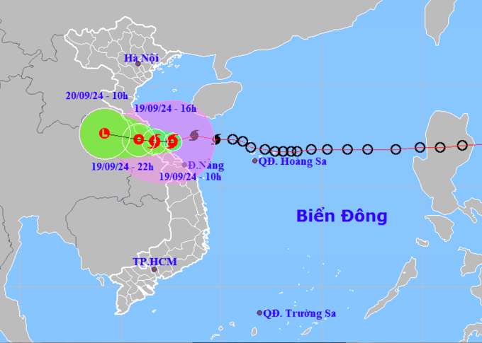 Dự kiến hướng đi và vùng ảnh hưởng của bão Soulik. Ảnh: NCHMF