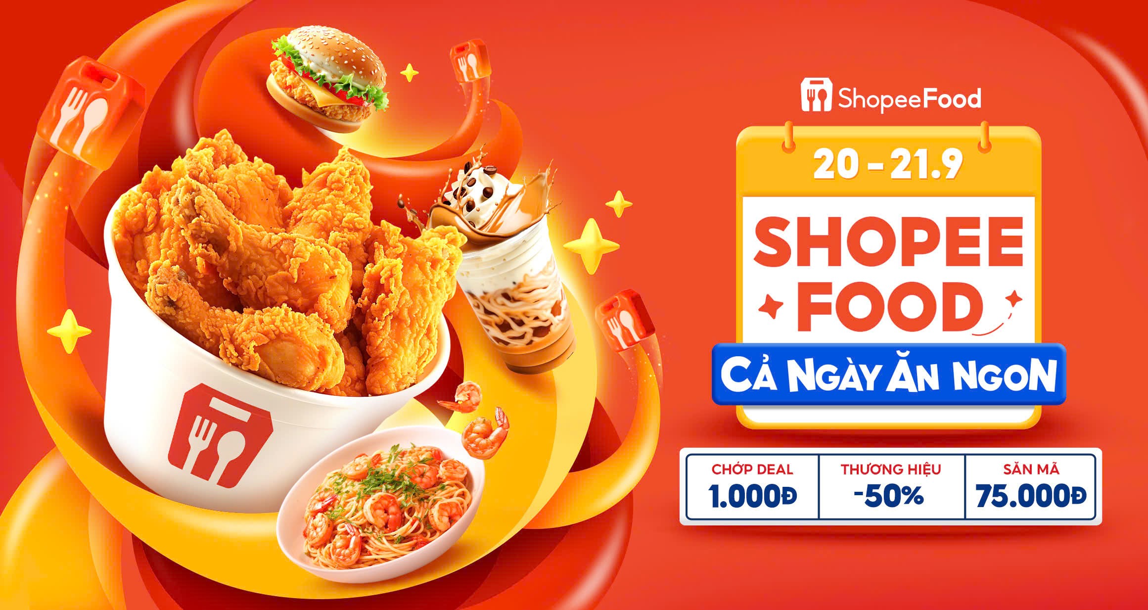 Ngày hội ShopeeFood 20.9 trở lại với sức nóng nhân đôi khi mang đến chuỗi ưu đãi giảm bất tận cùng sự xuất hiện của cặp đôi Kay Trần - Bùi Công Nam.