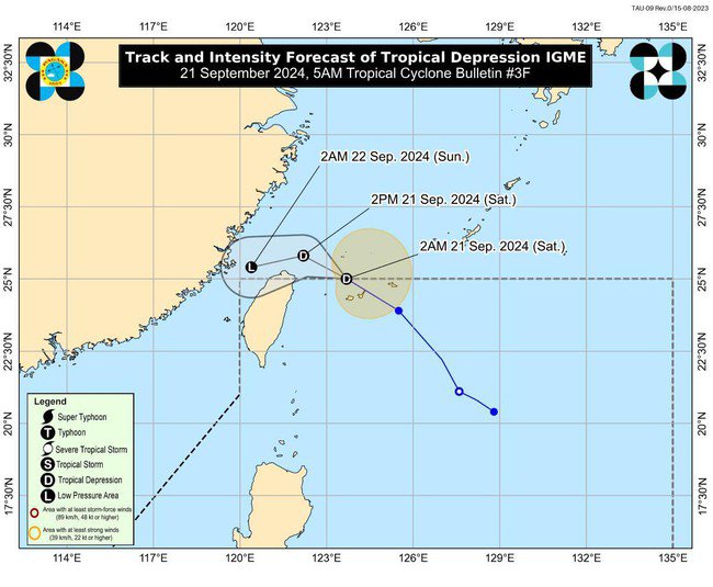 Dự báo đường đi của áp thấp nhiệt đới Igme. Ảnh: GMA Network