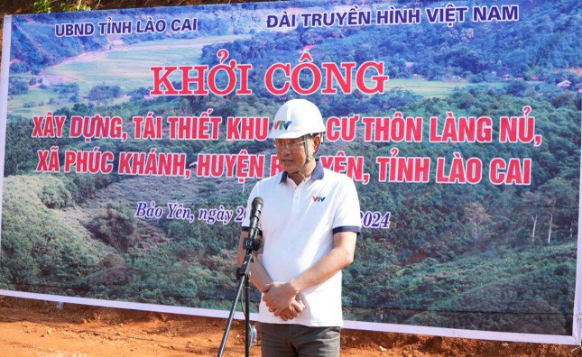 Ông Lê Ngọc Quang, Tổng Giám đốc Đài truyền hình Việt Nam phát biểu tại lễ khởi công. Ảnh: Đài PTTH Lào Cai.