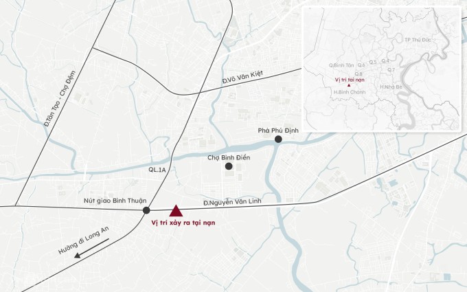 Vị trí xảy ra tai nạn. Đồ họa: Hoàng Khánh