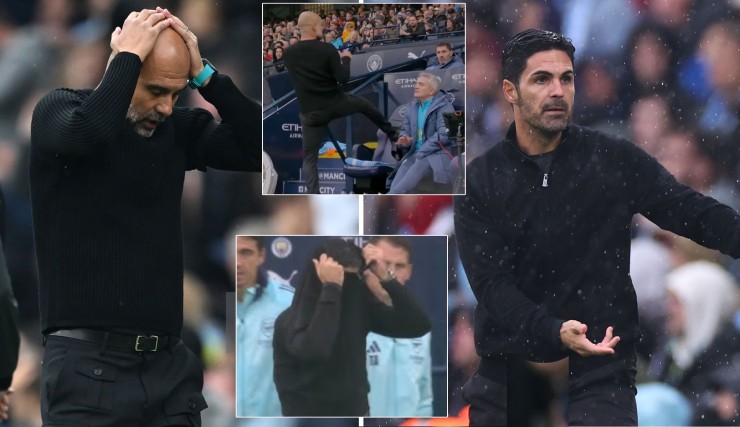 Biểu cảm của Pep và Arteta trước những khoảnh khắc bước ngoặt của đại chiến Man City - Arsenal