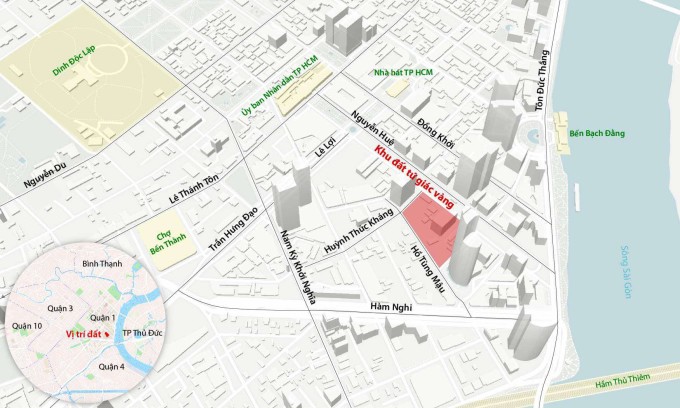 Vị trí "siêu dự án" Amigo ở khu tứ giác vàng. Đồ Hoạ: Đăng Hiếu