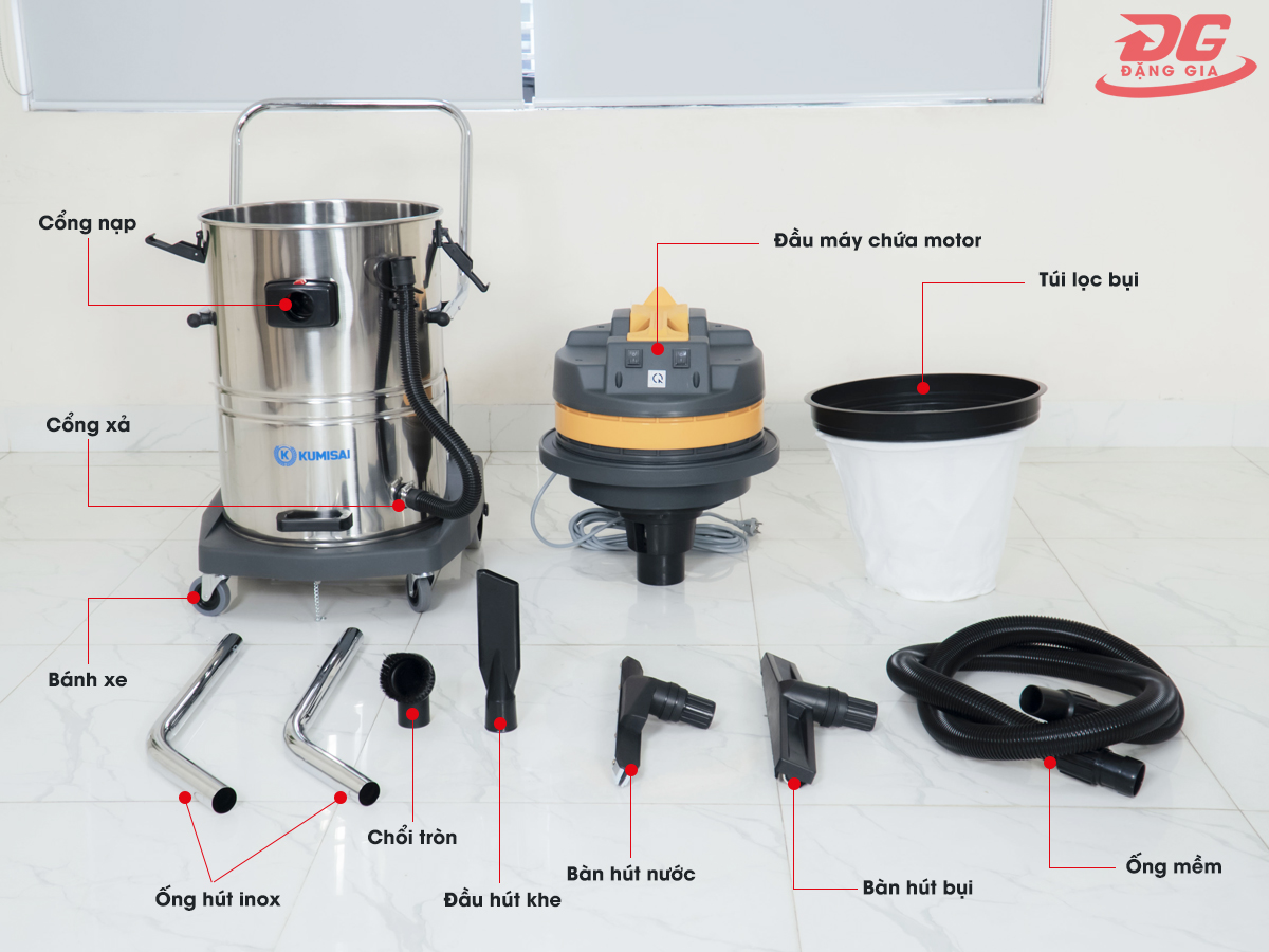 Các chi tiết cấu tạo máy hút bụi công nghiệp