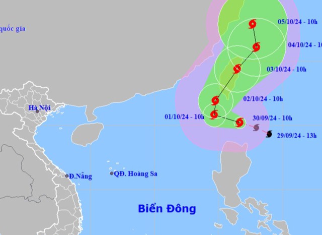 Vị trí và dự báo hướng di chuyển của bão Krathon. Nguồn: Trung tâm Dự báo KTTV quốc gia