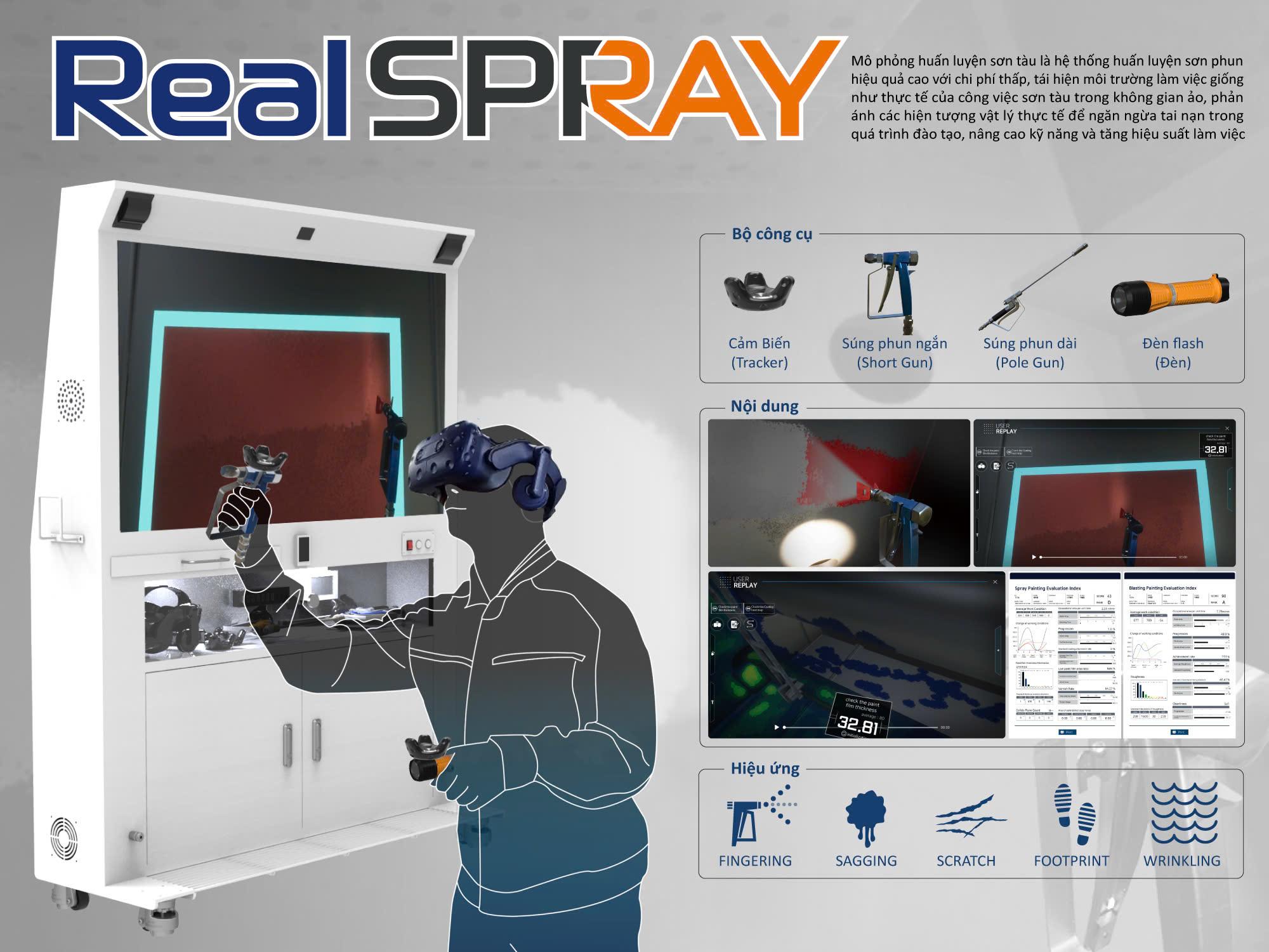 Mô phỏng VR đào tạo sơn tàu được phát triển đầu tiên trên thế giới, sử dụng để đào tạo nhân lực chuyên môn trong ngành sơn tàu của các nhà máy đóng tàu lớn của Hàn Quốc