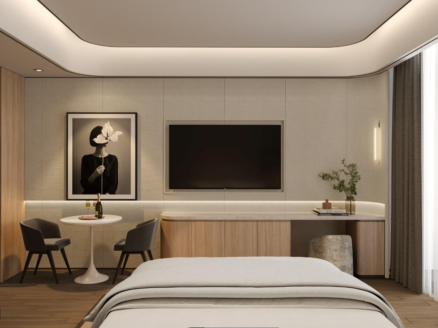 Căn hộ được bàn giao tiêu chuẩn nội thất liền tường với tông màu trầm chủ đạo và chất liệu cao cấp. (Ảnh minh họa căn hộ: Sun Property)