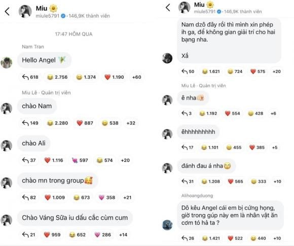 Miu Lê đã "tag" tên Nam Vlog vào nhóm chat trên Instagram, đàng trai vừa vào đã gây náo loạn.