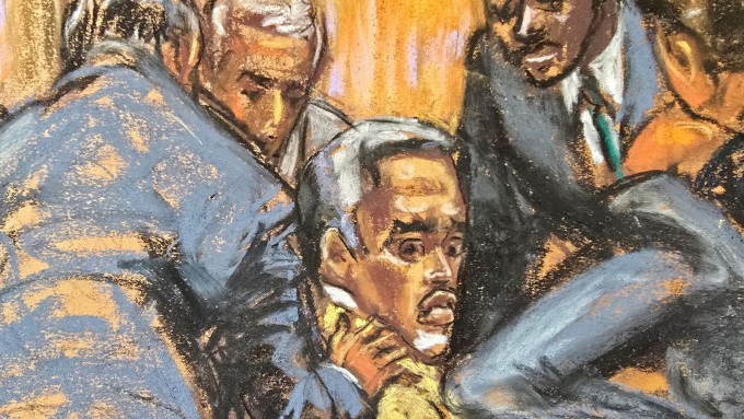 Tranh phác thảo Diddy trong phiên tòa hôm thứ Ba, 1/7. Ảnh: Reuters