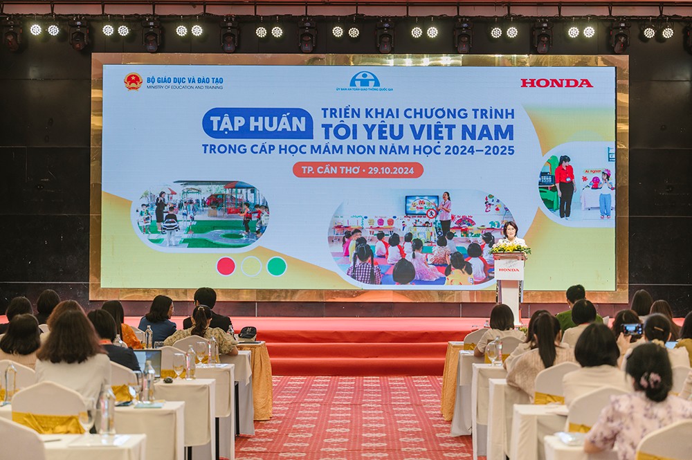 Hội thảo tập huấn triển khai chương trình “Tôi yêu Việt Nam” trong cấp học Giáo dục mầm non. Ảnh: Honda Việt Nam