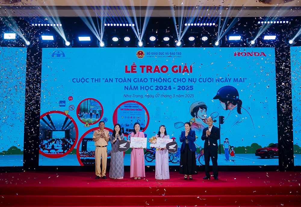 Cuộc thi “An toàn giao thông cho nụ cười ngày mai” dành cho giáo viên và học sinh cấp THCS và THPT. Ảnh: Honda Việt Nam
