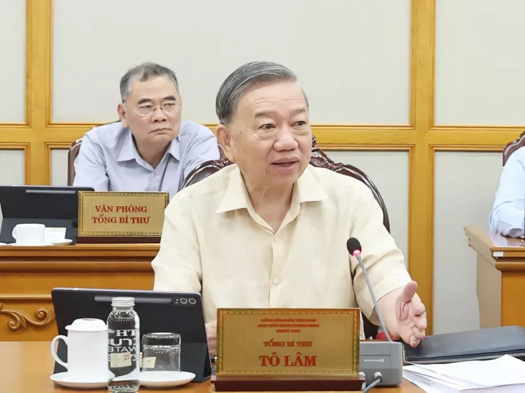 Tổng Bí thư Tô Lâm phát biểu tại cuộc họp. Ảnh: TTXVN.