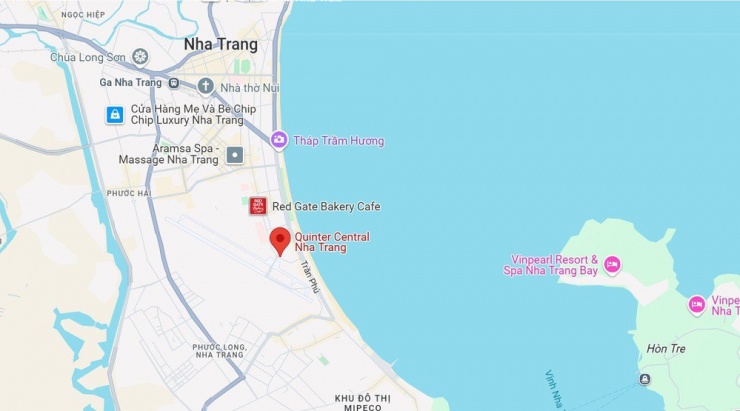  Vị trí khách sạn Quinter ở 86/4 Trần Phú, phường Nha Trang, tỉnh Khánh Hòa. Ảnh: Google Maps. 
