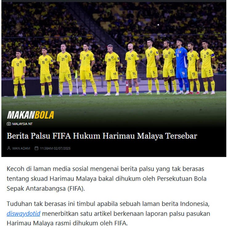 Báo chí Malaysia khẳng định đội tuyển quốc gia nước này là "nạn nhân"