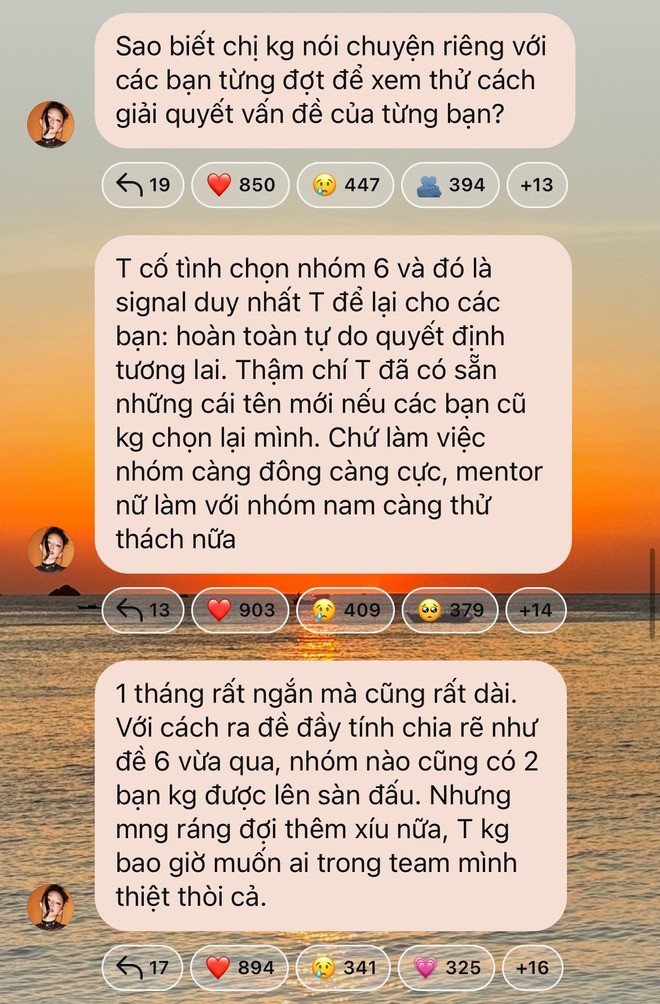 Tóc Tiên có chia sẻ dài trong nhóm fan trên Instagram để phân trần những tranh cãi trong Tân Binh Toàn Năng.