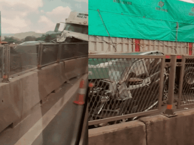 Tai nạn liên hoàn trên cao tốc Mai Sơn - Quốc lộ 45, giao thông tê liệt