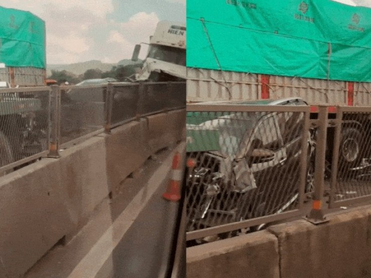 Tai nạn liên hoàn trên cao tốc Mai Sơn - Quốc lộ 45, giao thông tê liệt