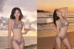  " Hot girl trường chuyên "  diện bikini khoe vòng eo cực phẩm