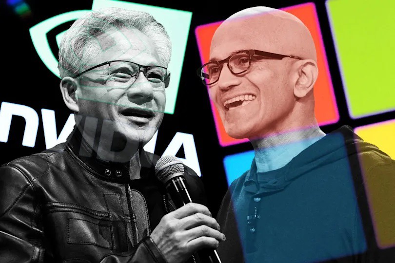 CEO của Nvidia Jensen Huang và người đồng cấp Satya Nadella tại Microsoft.&nbsp;