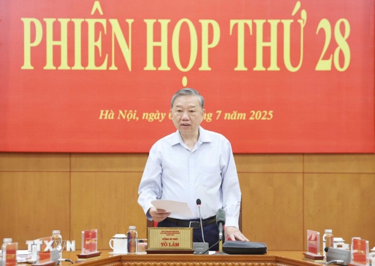 Tổng Bí thư Tô Lâm chủ trì phiên họp về phòng chống tham nhũng, lãng phí, tiêu cực sáng nay. Ảnh: TTXVN