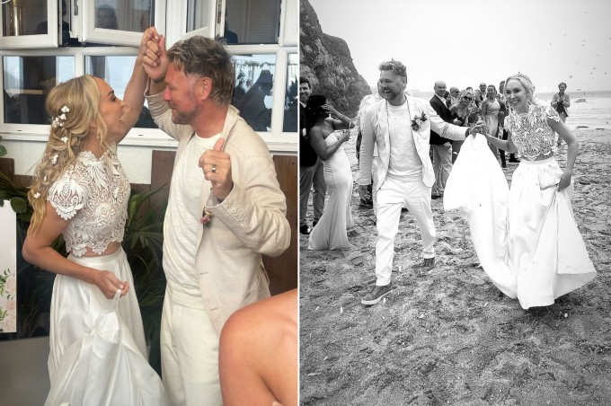 Brian McFadden và Danielle Parkinson trong lễ cưới.