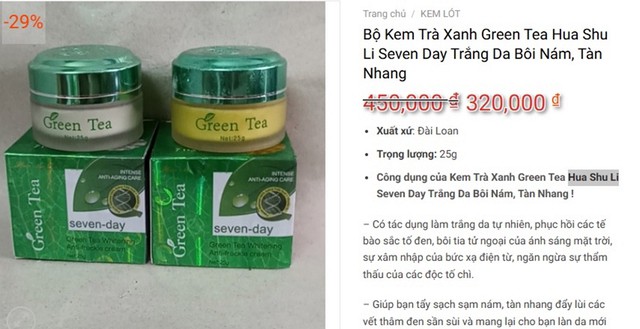 Một website giới thiệu và báo giá mỹ phẩm (ảnh chụp màn hình).