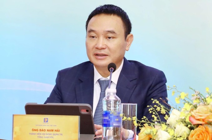 Ông Đào Nam Hải trong cuộc họp cổ đông vào tháng 3/2025. Ảnh: Petrolimex